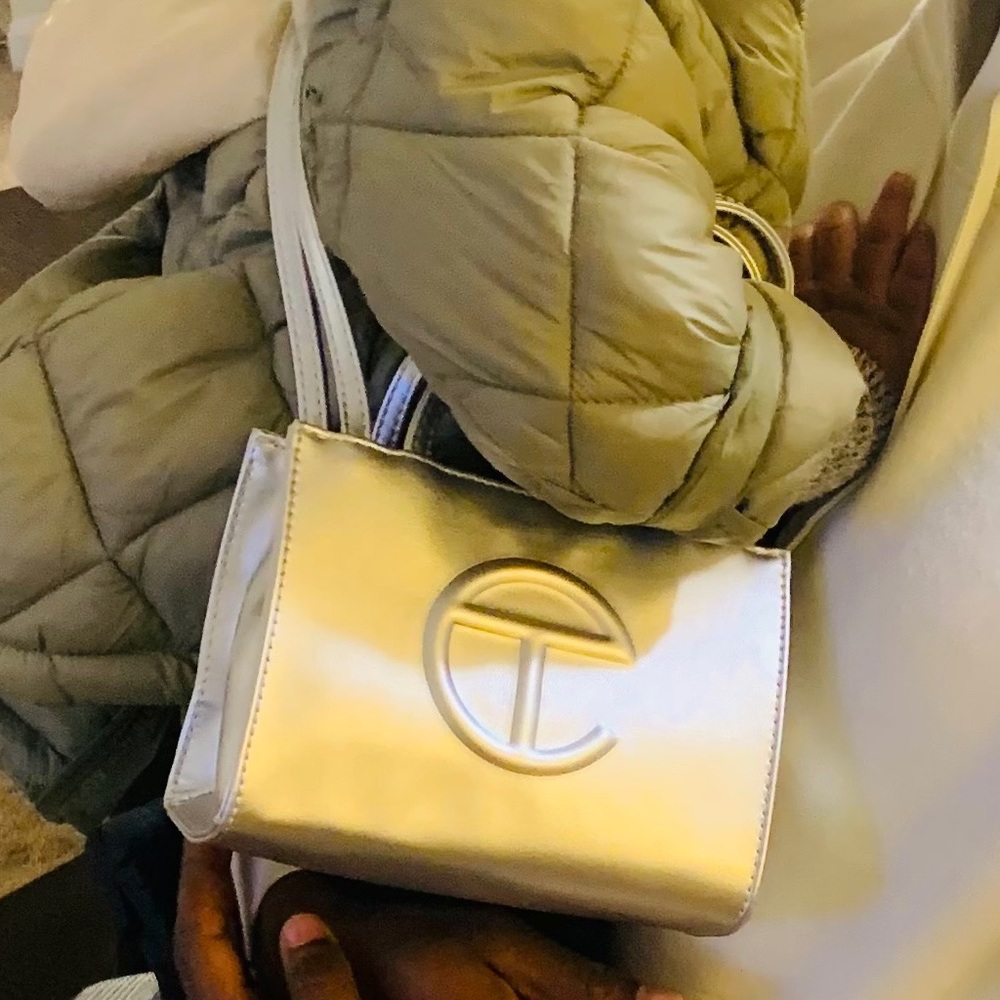 Small Silver Telfar Shopping Bag